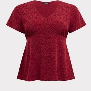 Women's Red Leopard Print Top